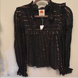 Farm Rio Black and Gold Women's Top